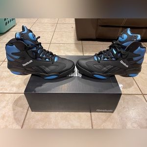 Reebok Shaq Attaq Retro Basketball Shoe Black Azure Blue Men Sz 11 HR0499